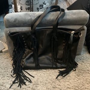 Black Leather Tote Bag